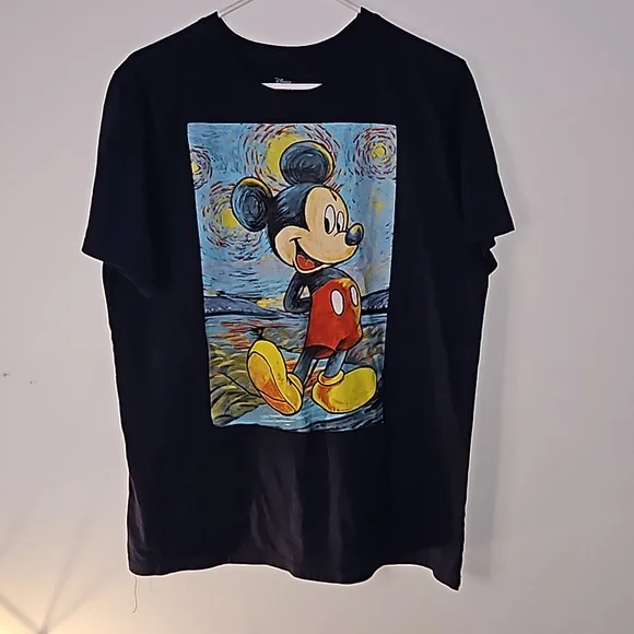 Disney Mickey Mouse Van Gogh Starry Night Graphic T-Shirt Size X-Large - Picture 1 of 9